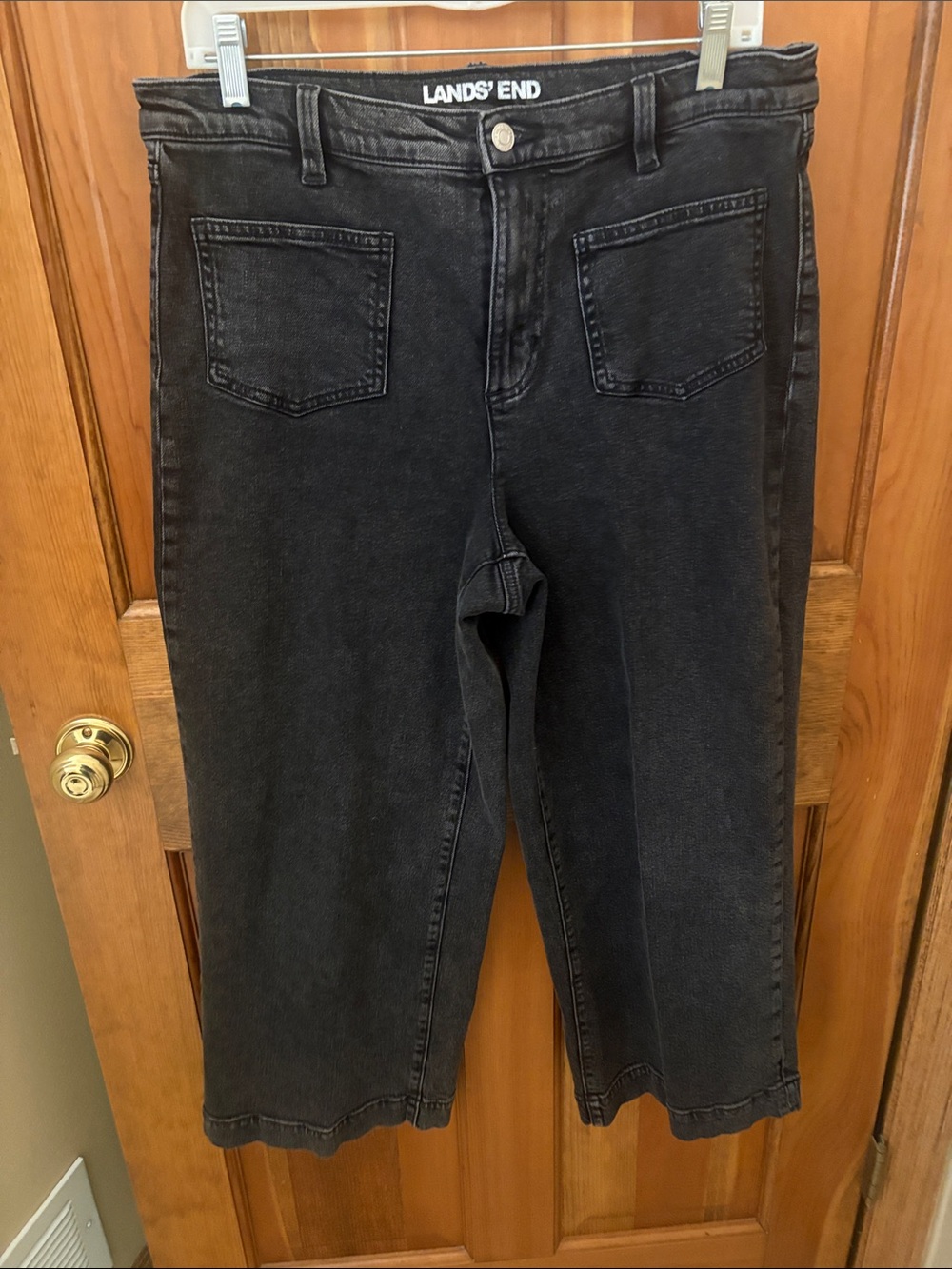 Lands' End Women's Washed Black Straight Jeans